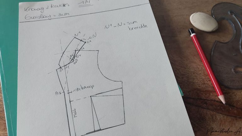 Kraag met revers - Patroontekenen (geen les enkel vb)
