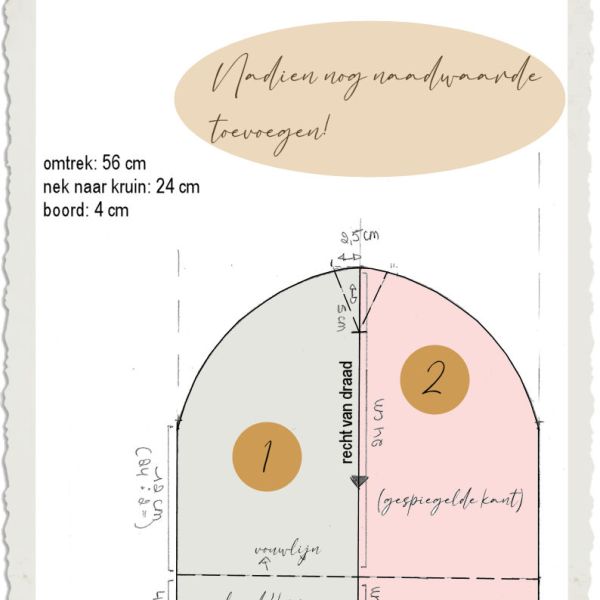 Naaipatroon muts dames/heren&nbsp;tekenen