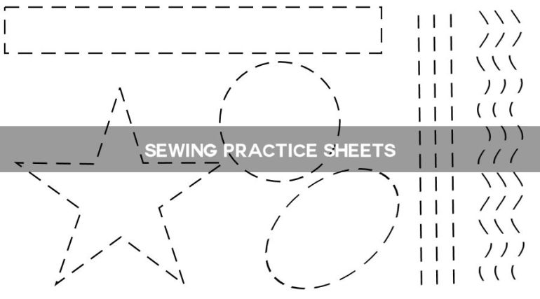 Leren stikken met oefenbladen (sewing practice sheets)